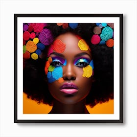 Beautiful African Woman With Colorful Makeup Art Print