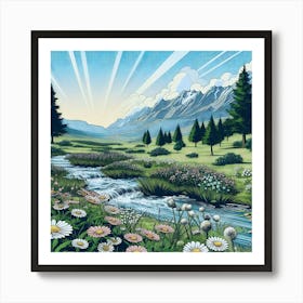 Serene And Peaceful Meadow 1 Art Print