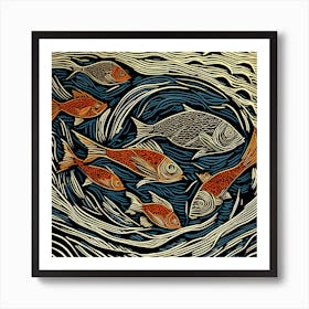 Fish In The Sea Linocut Space Around By Jacob Lawrence And Francis Picabia Perfect Composition Be Upscaled Art Print