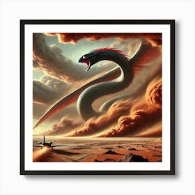 A Dramatic Scene Showing Zephyra, The Sky Serpent, Art Print