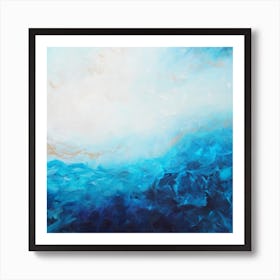 Blue Sea And Gold Painting 2 Square Art Print