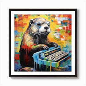 Otter Typing 2 Art Print