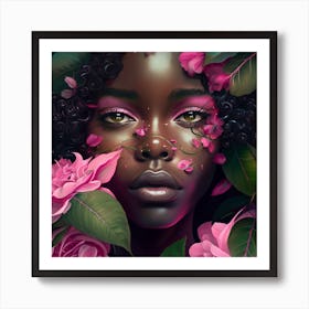 Black Girl With Flowers 4 Art Print