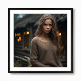 Girl In A Sweater Art Print