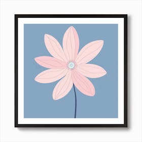 A White And Pink Flower In Minimalist Style Square Composition 561 Art Print