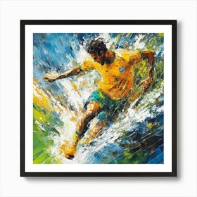 Soccer Player Splashing Water Art 1 Art Print