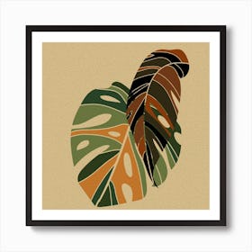 Monstera Leaf Plants Leaves Monstera Boho Retro Art Print