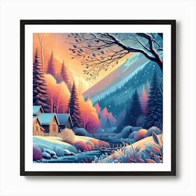 Winter Landscape Painting 6 Art Print