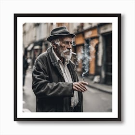 Old Man Smoking A Cigarette 1 Art Print