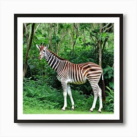 Okapi Africa Giraffe Mammal Forest Herbivore Stripes Hooves Wildlife Rainforest Congo Uni Art Print