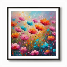 Vibrant Flower Field: A Colorful Artwork Art Print