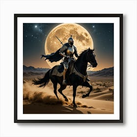 Knight On Horseback In The Desert Art Print