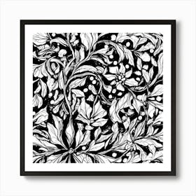 Black And White Floral Pattern Art Print