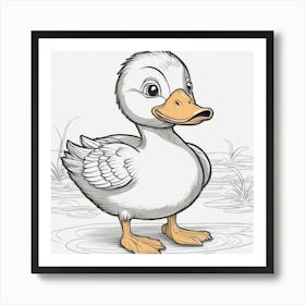 Duck Coloring Page Art Print