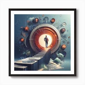 Man Walking Up A Staircase Art Print