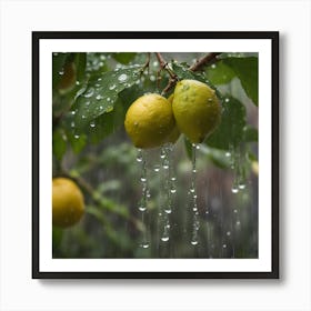 Lemon Tree In Rain 1 Art Print