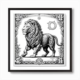 Lion Motif Vintage Art Art Print