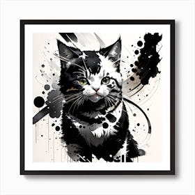 Black And White Cat Art Print