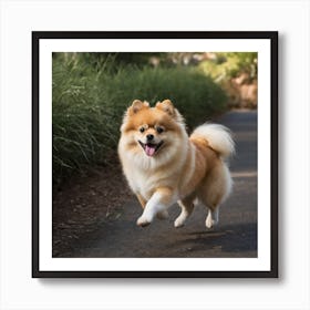 Pomeranian Dog Running Art Print
