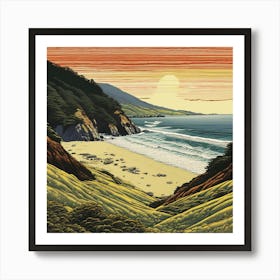 Sunset At Big Sur 1 Art Print