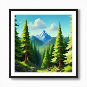 Dense forest with pine trees and marijuana 3 Art Print