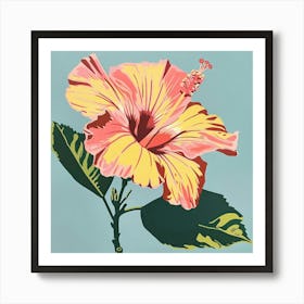 Hibiscus 5 Square Flower Illustration Art Print