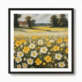 Flowers And House 1 Art Print