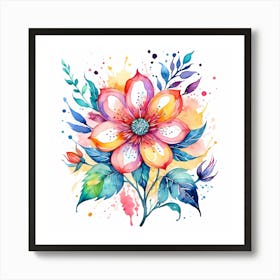 Bleed Watercolor Flower Art Print