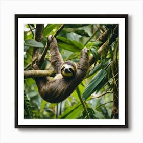 Sloth Hanging In The Tree Art Print