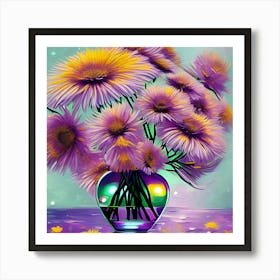 Aster Flowers in a Vase 1 Art Print