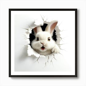 Rabbit Peeking Out Of A Hole 2 Art Print