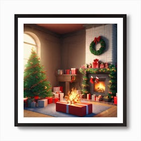 Christmas Tree In The Living Room 50 Art Print