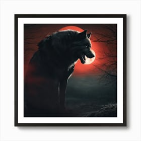 Wolf In The Moonlight 3 Art Print