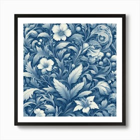 Blue And White Floral Art Print