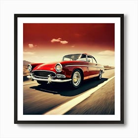 Road Street Fast Transport Speed Auto Wheel Drive Red White Vehicle Car Transportation (4) Art Print