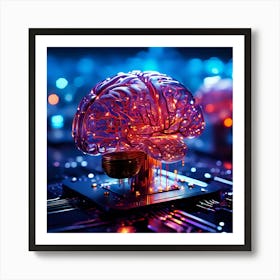 Brain On A Circuit Board 1 Art Print