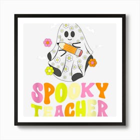 Spooky Teacher Groovy Retro Halloween Ghost Costume Art Print