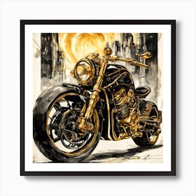Gold Motorcycle Art Print