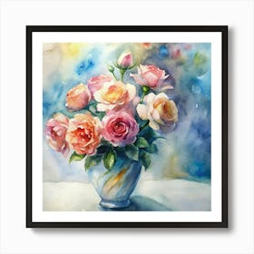 Roses In A Vase 3 Art Print