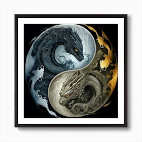 Dragon Yin Yang Art Print