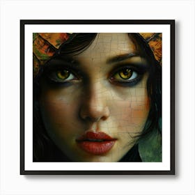 Girl With Yellow Eyes Art Print