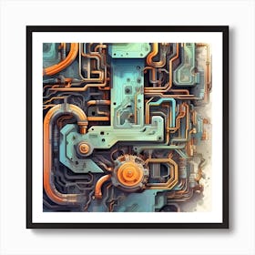 Futuristic Circuit Board Art Print