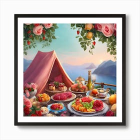 Picnic On The Lake Art Print