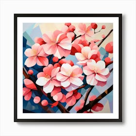 Cubism Art, Abstract sakura Art Print