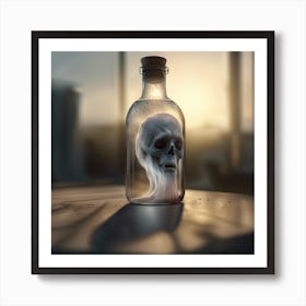 Skull In A Bottle Art Print