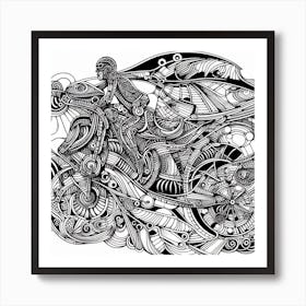 Doodle On A Motorcycle Art Print