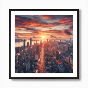 Sunset Over Shanghai City Art Print