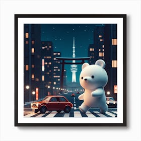 Teddy Bear Crossing The Street Art Print