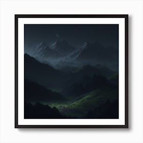 Dark Mountain Landscape Art Print