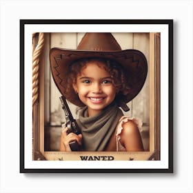 Wanted Poster-Little Girl in a Cowboy Hat 1 Art Print